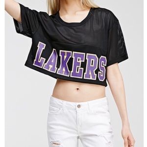 Mesh Los Angeles Lakers crop top